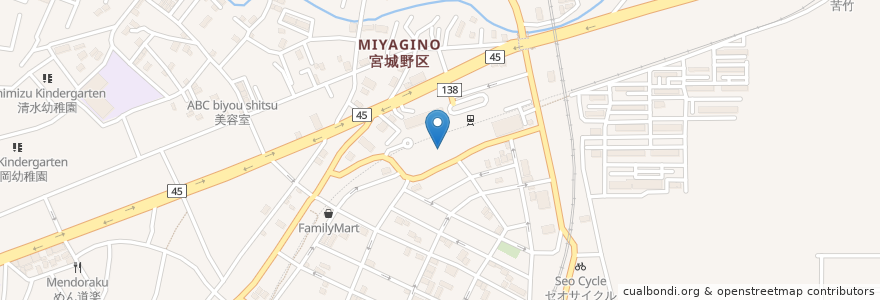 Mapa de ubicacion de パトナホール en Япония, Мияги, 仙台市, 宮城野区.