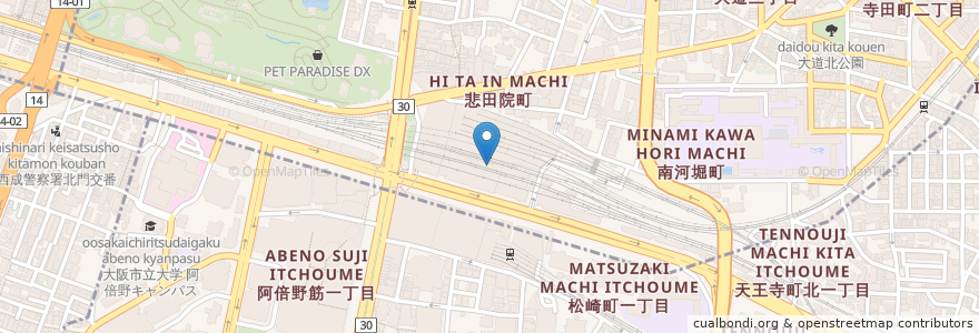 Mapa de ubicacion de スターバックス en Japan, Präfektur Osaka, 大阪市, 阿倍野区.
