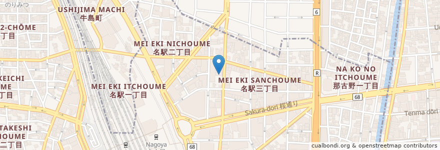 Mapa de ubicacion de 名古屋komeda咖啡 コメダ珈琲店 名鉄イン名古屋 en Япония, Айти, 名古屋市, 中村区.