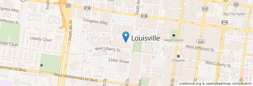 Mapa de ubicacion de Public Telephones en Vereinigte Staaten Von Amerika, Kentucky, Jefferson County, Louisville.