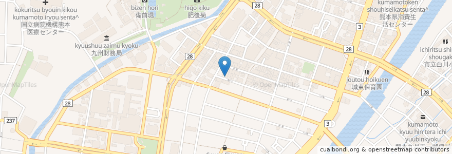 Mapa de ubicacion de マルイチ食堂 en Japan, Präfektur Kumamoto, 熊本市, 中央区.