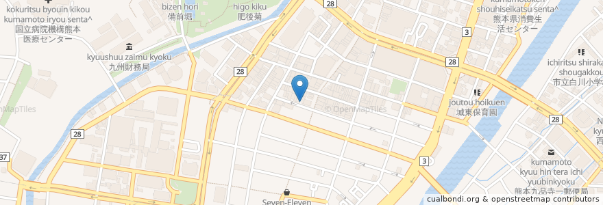 Mapa de ubicacion de にぼらや en Jepun, 熊本県, 熊本市, 中央区.