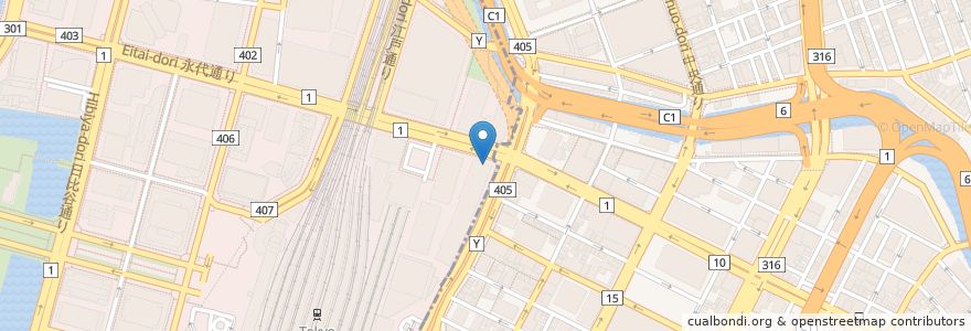 Mapa de ubicacion de 鉄鋼ビル郵便局 en 일본, 도쿄도, 치요다, 中央区.