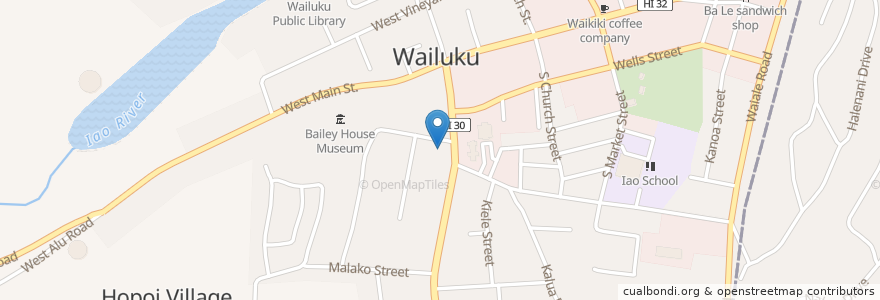 Mapa de ubicacion de Wailuku Public Library en United States, United States Of America (Middle Hawai'ian Islands Territorial Waters), Hawaii, Maui County.