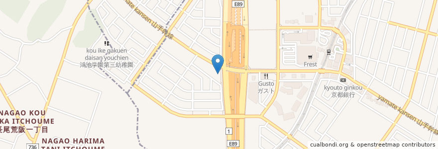 Mapa de ubicacion de クローバー薬局 en 日本, 京都府, 京田辺市.