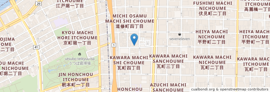Mapa de ubicacion de 白銀亭 en Giappone, Prefettura Di Osaka, 大阪市, 中央区.