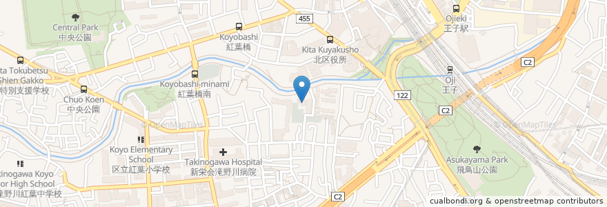 Mapa de ubicacion de 正受院 en 日本, 東京都, 北区.