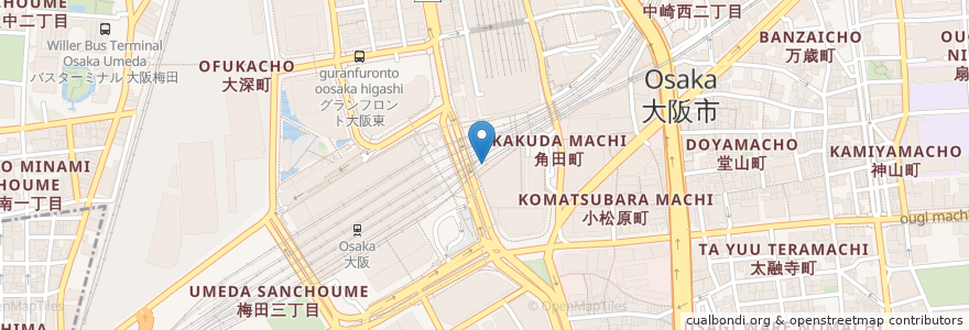 Mapa de ubicacion de マサラ en Japon, Préfecture D'Osaka, 大阪市, 北区.