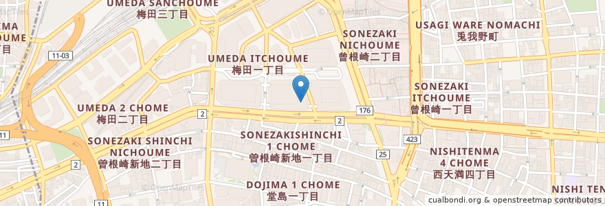 Mapa de ubicacion de 居酒屋 平田 en اليابان, أوساكا, أوساكا, 北区.