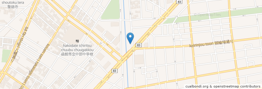 Mapa de ubicacion de 函館中央警察署新川交番 en Япония, Хоккайдо, Округ Осима, Хакодатэ.