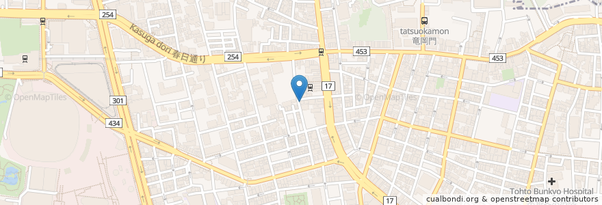 Mapa de ubicacion de 柏屋實業裁縫養成所 en Japan, 東京都, 文京区.