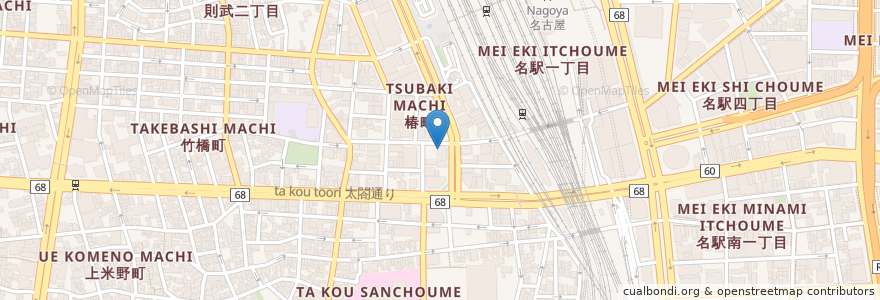Mapa de ubicacion de カメリア歯科矯正クリニック en Japón, Prefectura De Aichi, Nagoya, 中村区.