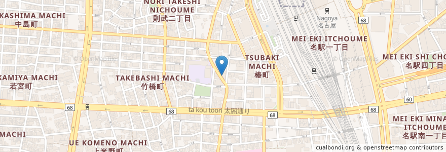 Mapa de ubicacion de 星乃珈琲店 en اليابان, 愛知県, 名古屋市, 中村区.
