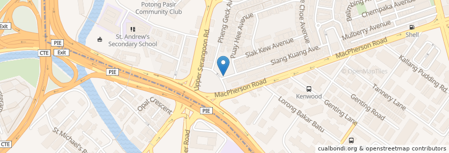Mapa de ubicacion de Meng Kee Hougang en 新加坡, 中区.