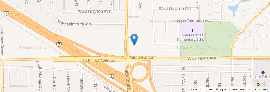 Mapa de ubicacion de Hatam Restaurant en Amerika Birleşik Devletleri, Kaliforniya, Orange County, Anaheim.