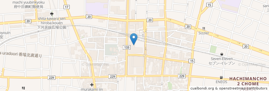 Mapa de ubicacion de 麺創研 紅 BLACK en 日本, 東京都, 府中市.