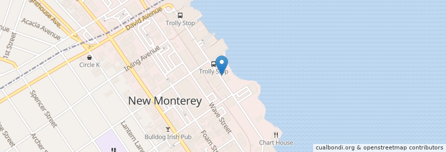 Mapa de ubicacion de Lalla Oceanside Grill en الولايات المتّحدة الأمريكيّة, كاليفورنيا, Monterey County, Monterey.