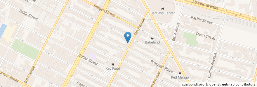 Mapa de ubicacion de Momo Ramen en アメリカ合衆国, ニューヨーク州, New York, Brooklyn.