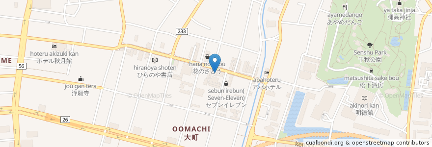 Mapa de ubicacion de 秋田通町郵便局 en اليابان, أكيتا, 秋田市.