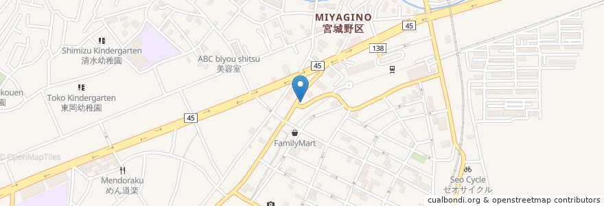 Mapa de ubicacion de シャンシャン小籠包 en اليابان, 宮城県, 仙台市, 宮城野区.