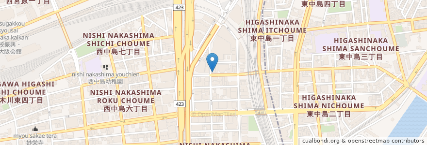 Mapa de ubicacion de シューティングバーポイントドッグス en Japan, 大阪府, Osaka, 淀川区.