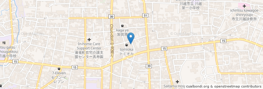 Mapa de ubicacion de ルンビニ食堂 en 日本, 埼玉县, 川越市.