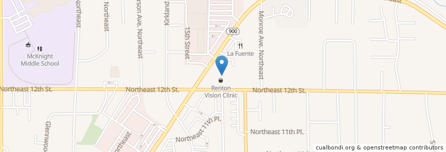 Mapa de ubicacion de Sunrise Dental en 미국, 워싱턴, King County, Renton.
