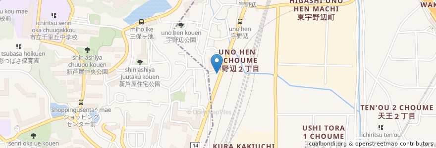 Mapa de ubicacion de はなきょう en 日本, 大阪府, 茨木市.
