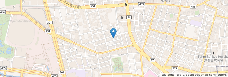 Mapa de ubicacion de おでん おくちゃん やたがらす en Japão, Tóquio, 文京区.