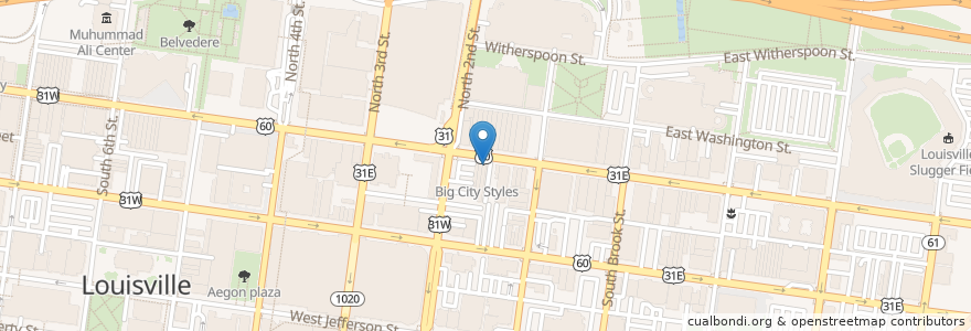 Mapa de ubicacion de Merlle’s Whiskey Kitchen en Vereinigte Staaten Von Amerika, Kentucky, Jefferson County, Louisville.