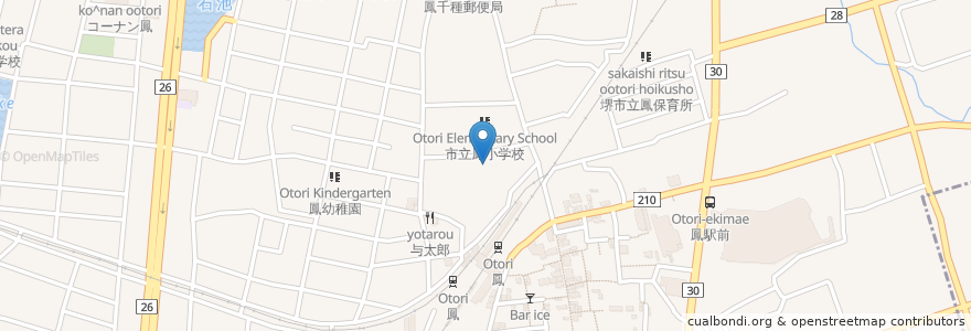 Mapa de ubicacion de 大鳥寺 en Japan, Präfektur Osaka, 堺市, 西区.