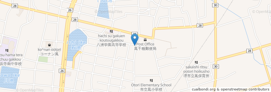 Mapa de ubicacion de お好み焼き やまもと en Japan, 大阪府, 堺市, 西区.