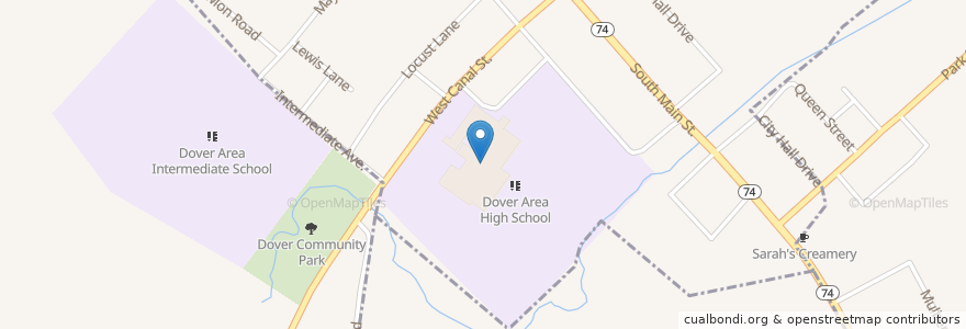 Mapa de ubicacion de Dover Area High School en ایالات متحده آمریکا, پنسیلوانیا, Dover Township.