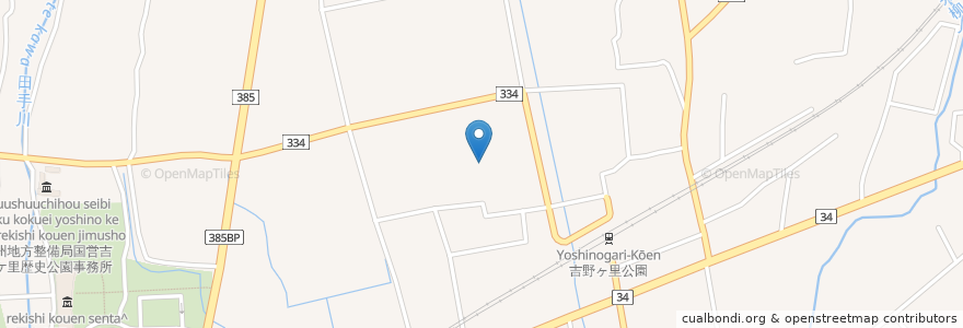 Mapa de ubicacion de 厳島神社 en 日本, 佐賀県, 神埼郡, 吉野ヶ里町.