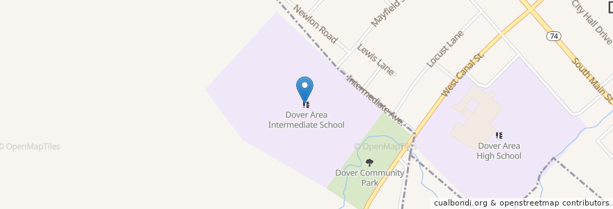 Mapa de ubicacion de Dover Area Intermediate School en United States, Pennsylvania, Dover Township.