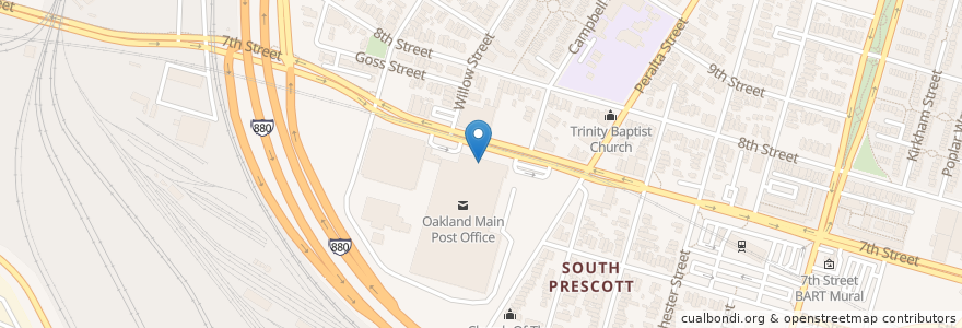 Mapa de ubicacion de Oakland Main Post Office en United States, California, Alameda County, Oakland.