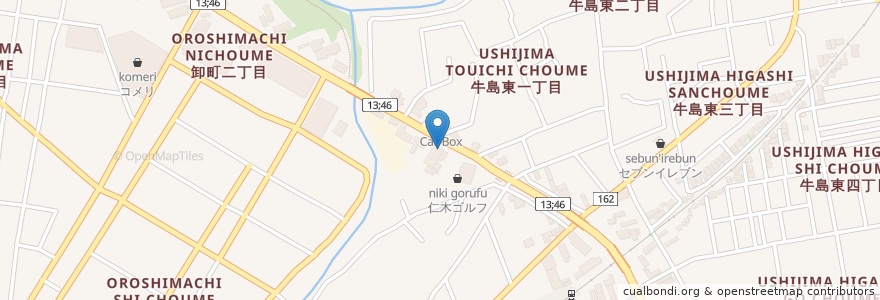 Mapa de ubicacion de 快活club 秋田牛島店 en Japon, Préfecture D'Akita, Akita.