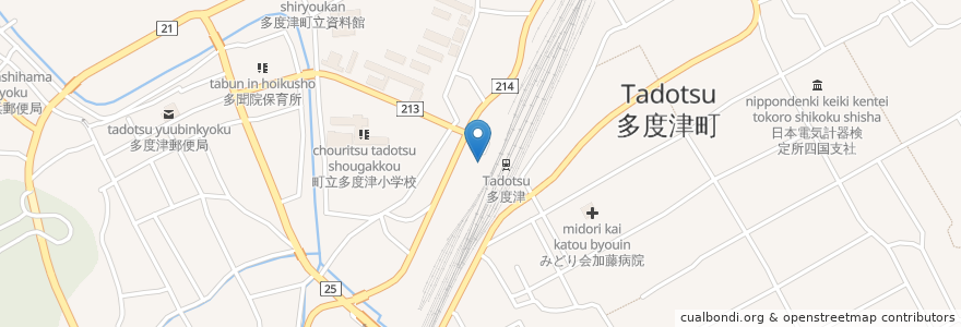 Mapa de ubicacion de 構内食堂 en 日本, 香川県, 仲多度郡, 多度津町.
