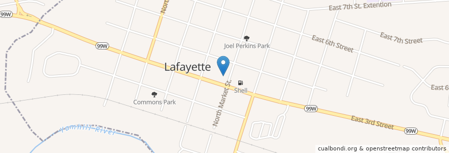 Mapa de ubicacion de Lafayette City Hall en Amerika Syarikat, Oregon, Yamhill County, Lafayette.
