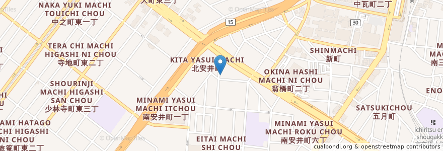 Mapa de ubicacion de 力餅食堂 en Japonya, 大阪府, 堺市, 堺区.