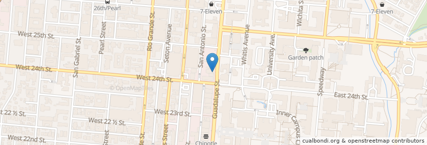 Mapa de ubicacion de Einstein Bros. Bagels en アメリカ合衆国, テキサス州, Travis County, Austin.