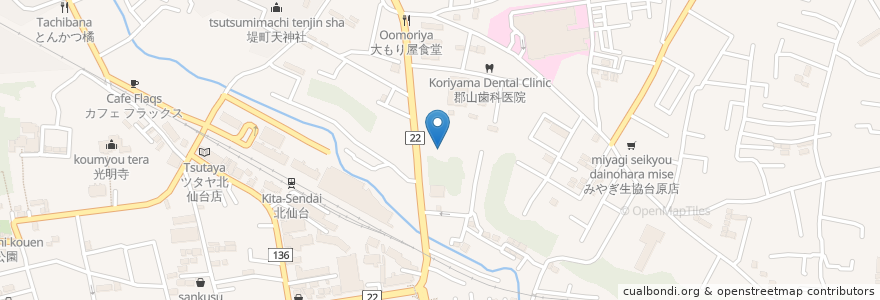 Mapa de ubicacion de ダルマ薬局 en ژاپن, 宮城県, 仙台市, 青葉区.