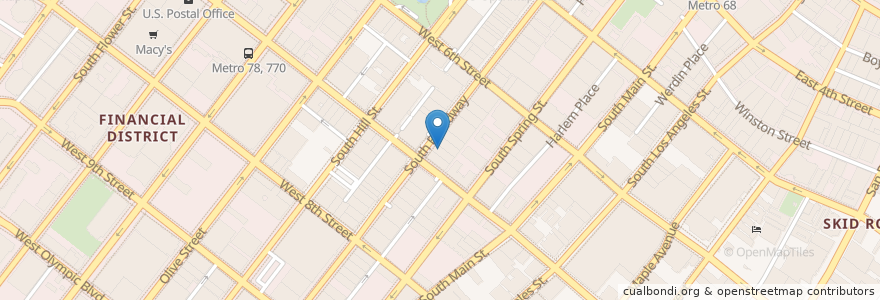 Mapa de ubicacion de Clifton's Cafeteria en 美利坚合众国/美利堅合眾國, 加利福尼亚州/加利福尼亞州, 洛杉矶县, 洛杉矶.