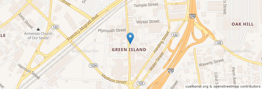 Mapa de ubicacion de The Banner Bar & Grille en Amerika Birleşik Devletleri, Massachusetts, Worcester County, Worcester.