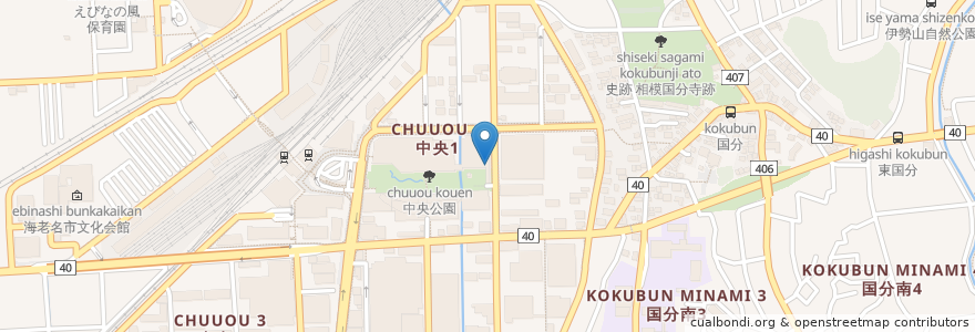 Mapa de ubicacion de アイン薬局 en 일본, 가나가와현, 海老名市.