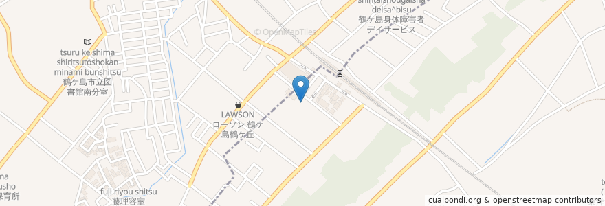 Mapa de ubicacion de ミスタードーナッツ en 日本, 埼玉県, 鶴ヶ島市, 川越市.