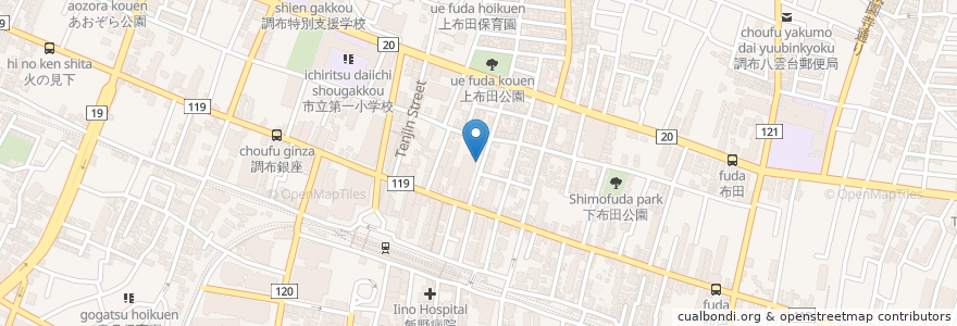 Mapa de ubicacion de 17 unosette en اليابان, 東京都, 調布市.