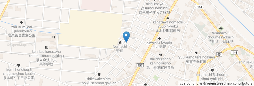 Mapa de ubicacion de 炭火焼居酒屋 NOMACHI en 日本, 石川県, 金沢市.
