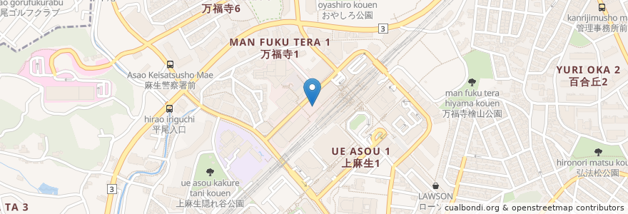 Mapa de ubicacion de ドラッグセイムス en Japão, 神奈川県, 川崎市, 麻生区.