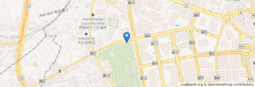 Mapa de ubicacion de 花時計 en 일본, 도쿄도, 신주쿠.